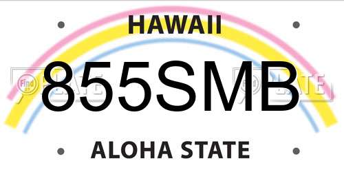 855SMB Hawaii License Plate
