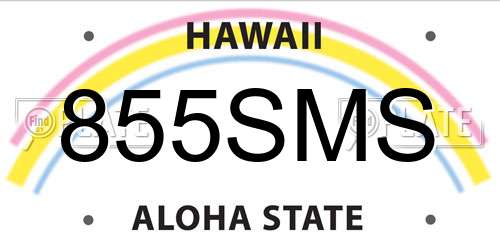 855SMS Hawaii License Plate