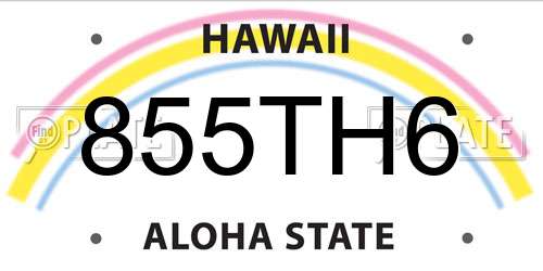 855TH6 Hawaii License Plate