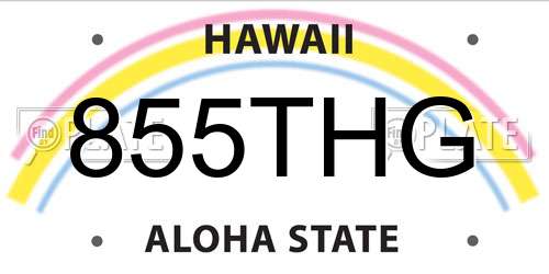 855THG Hawaii License Plate