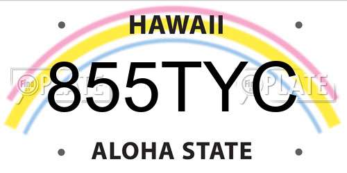 855TYC Hawaii License Plate