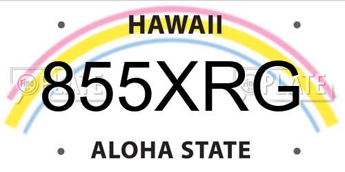 855XRG Hawaii License Plate