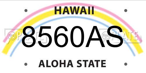 8560AS Hawaii License Plate