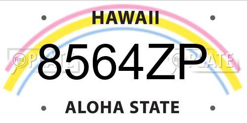8564ZP Hawaii License Plate