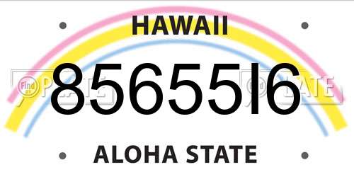 85655I6 Hawaii License Plate