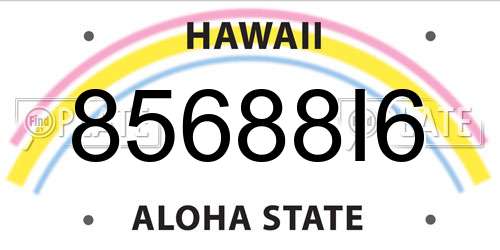 85688I6 Hawaii License Plate