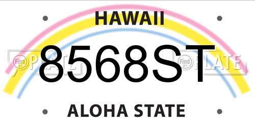 8568ST Hawaii License Plate