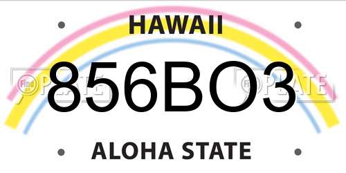 856BO3 Hawaii License Plate