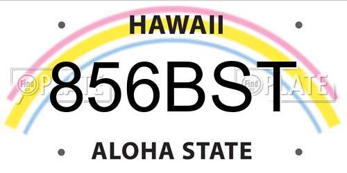 856BST Hawaii License Plate