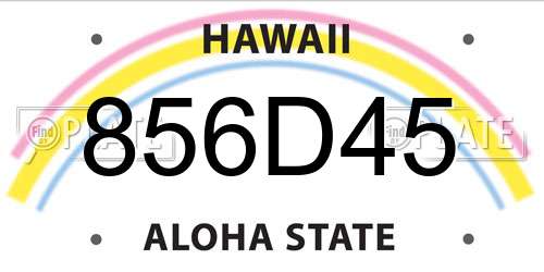856D45 Hawaii License Plate