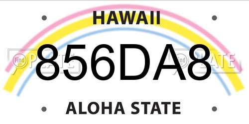 856DA8 Hawaii License Plate