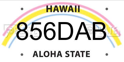 856DAB Hawaii License Plate