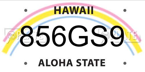 856GS9 Hawaii License Plate