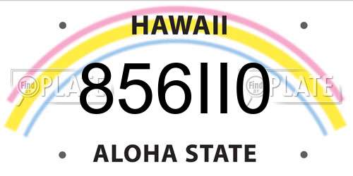 856II0 Hawaii License Plate