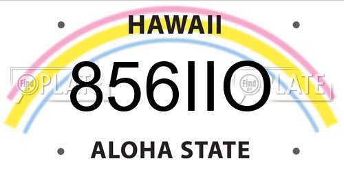856IIO Hawaii License Plate