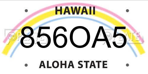 856OA5 Hawaii License Plate