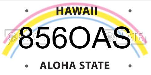 856OAS Hawaii License Plate