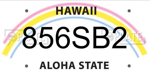 856SB2 Hawaii License Plate