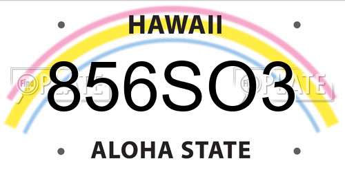 856SO3 Hawaii License Plate
