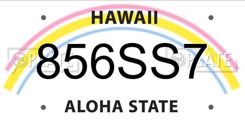 856SS7 Hawaii License Plate