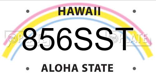 856SST Hawaii License Plate