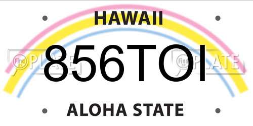 856TOI Hawaii License Plate