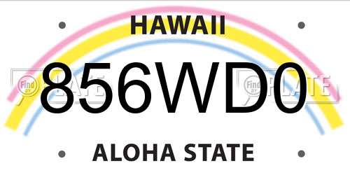 856WD0 Hawaii License Plate