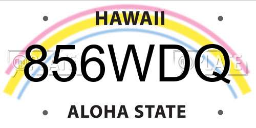 856WDQ Hawaii License Plate