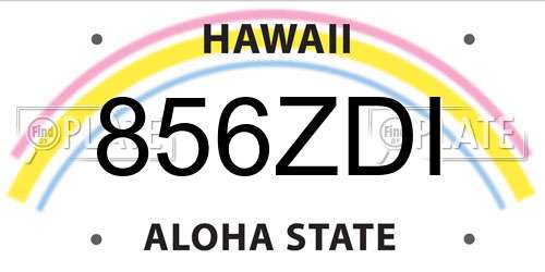 856ZDI Hawaii License Plate