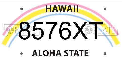 8576XT Hawaii License Plate