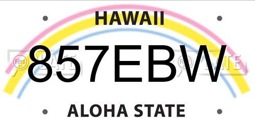 857EBW Hawaii License Plate