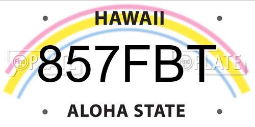 857FBT Hawaii License Plate