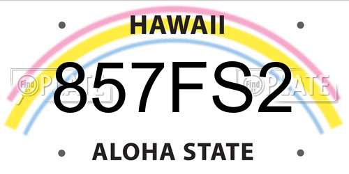 857FS2 Hawaii License Plate