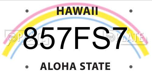 857FS7 Hawaii License Plate