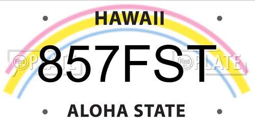 857FST Hawaii License Plate