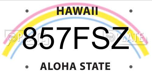 857FSZ Hawaii License Plate