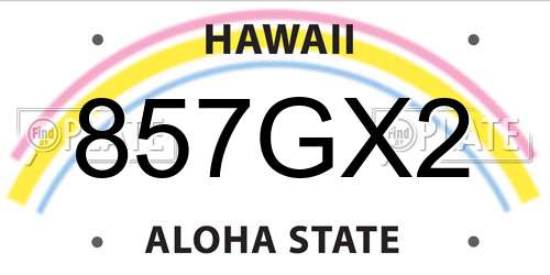 857GX2 Hawaii License Plate