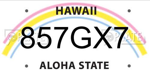 857GX7 Hawaii License Plate