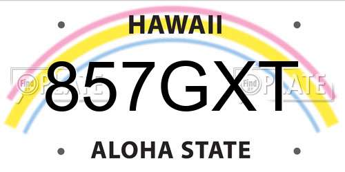 857GXT Hawaii License Plate
