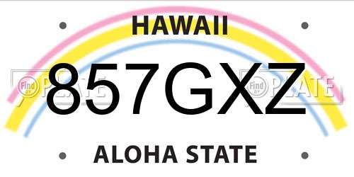 857GXZ Hawaii License Plate