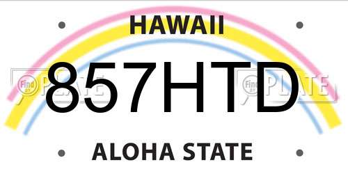 857HTD Hawaii License Plate