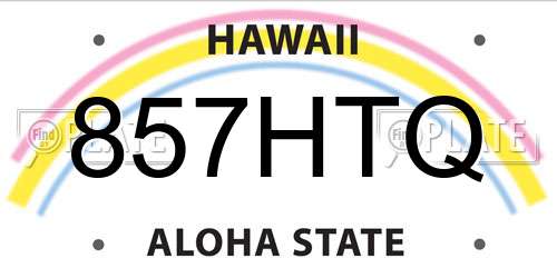 857HTQ Hawaii License Plate