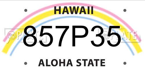 857P35 Hawaii License Plate