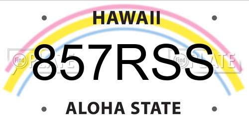 857RSS Hawaii License Plate