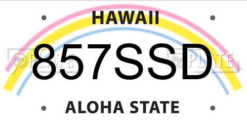 857SSD Hawaii License Plate