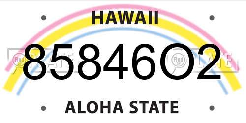 85846O2 Hawaii License Plate