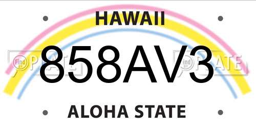 858AV3 Hawaii License Plate