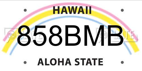 858BMB Hawaii License Plate