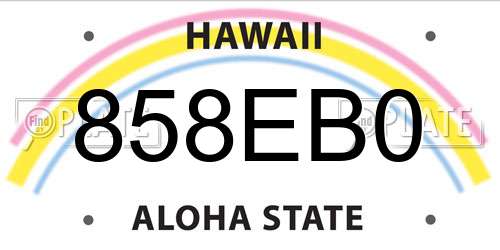 858EB0 Hawaii License Plate