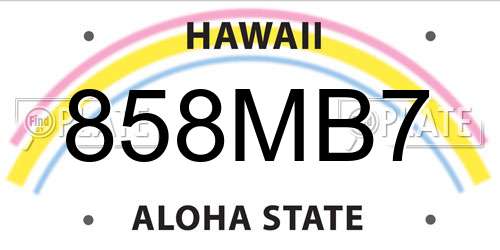 858MB7 Hawaii License Plate